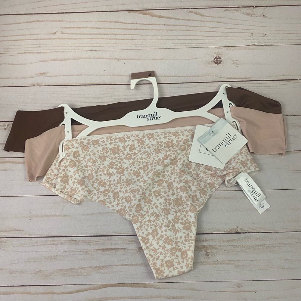 New TRANQUIL & TRUE Womans 3 Pack Thongs Size 3X XXXL Matte Microfiber